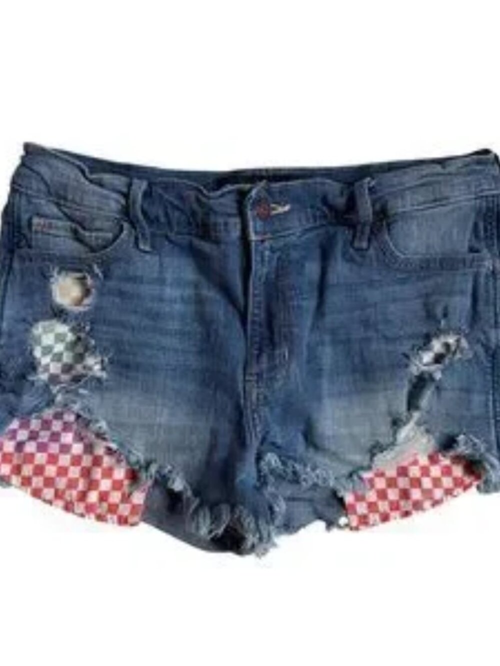 Hollister Patchwork Plaid Denim Jean Shorts - Size 11
